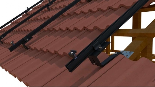 Pitch roof Horizontal Mounting with our Roof hook B70 - without cross profiling!